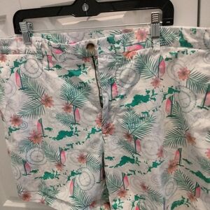 Vineyard Vines White and Green Tropical Shorts